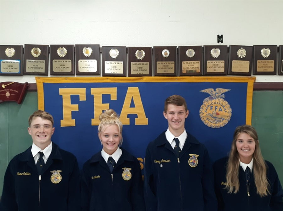 Gannon Gruenhagen, Jada Burke, Kasen Janssen, and Bella Kretzschmar. Placed 2nd as a team at northeast regional land judging.